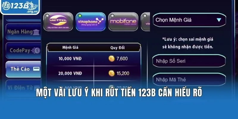 Một vài lưu ý khi rút tiền 123b cần hiểu rõ